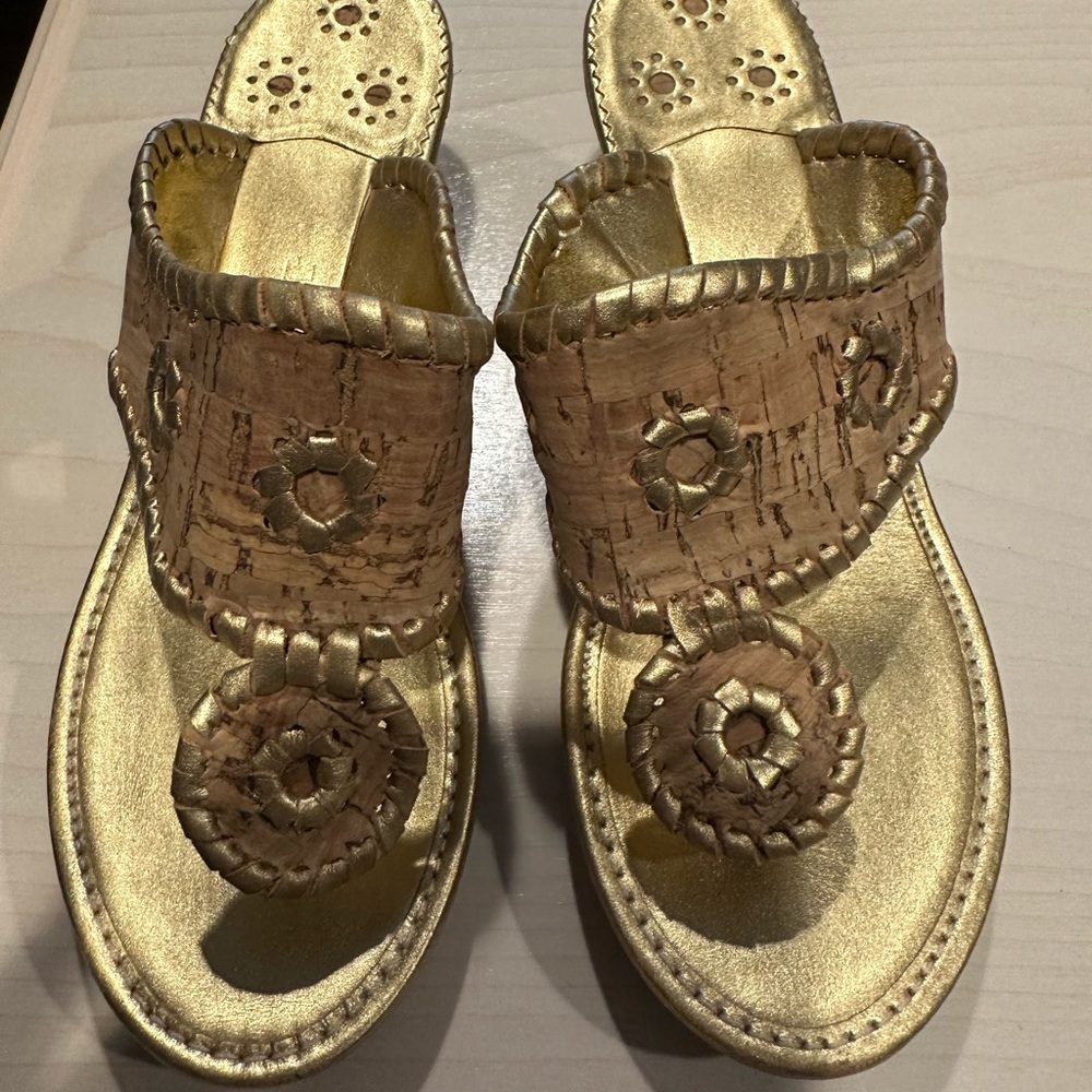 Jack Rogers Gold wedge sandals size 5 *never worn*